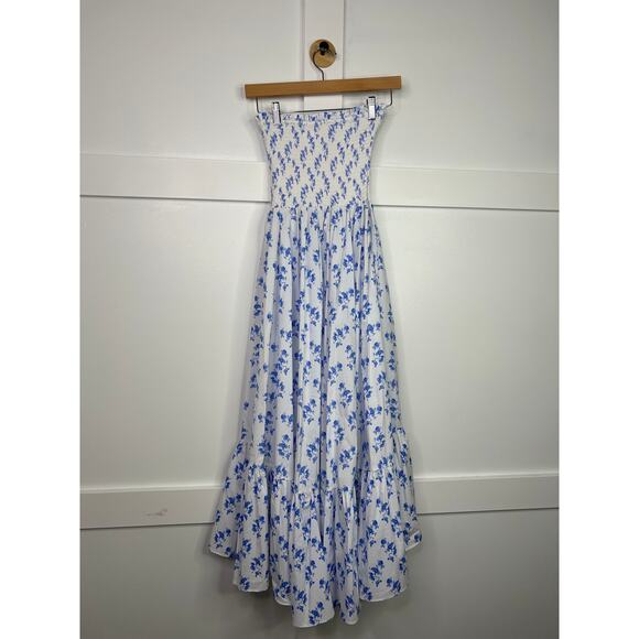 NWT Caroline Constas Strapless Emmy Dress Blue Vacation Spot Floral - Picture 7 of 8
